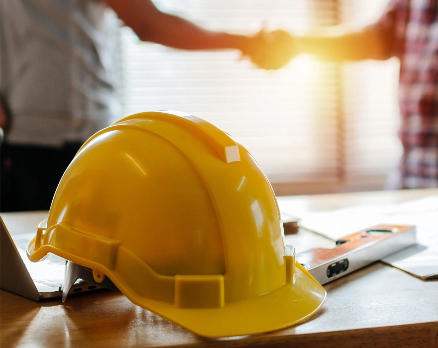 a hardhat on a table
